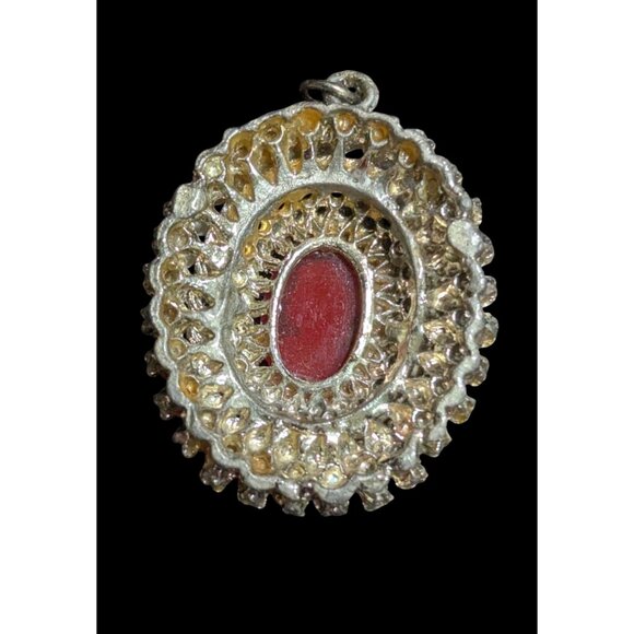 Vintage Cameo Pendant Necklace Beaded Rhinestones Intricate Victorian  Estate - Picture 3 of 12